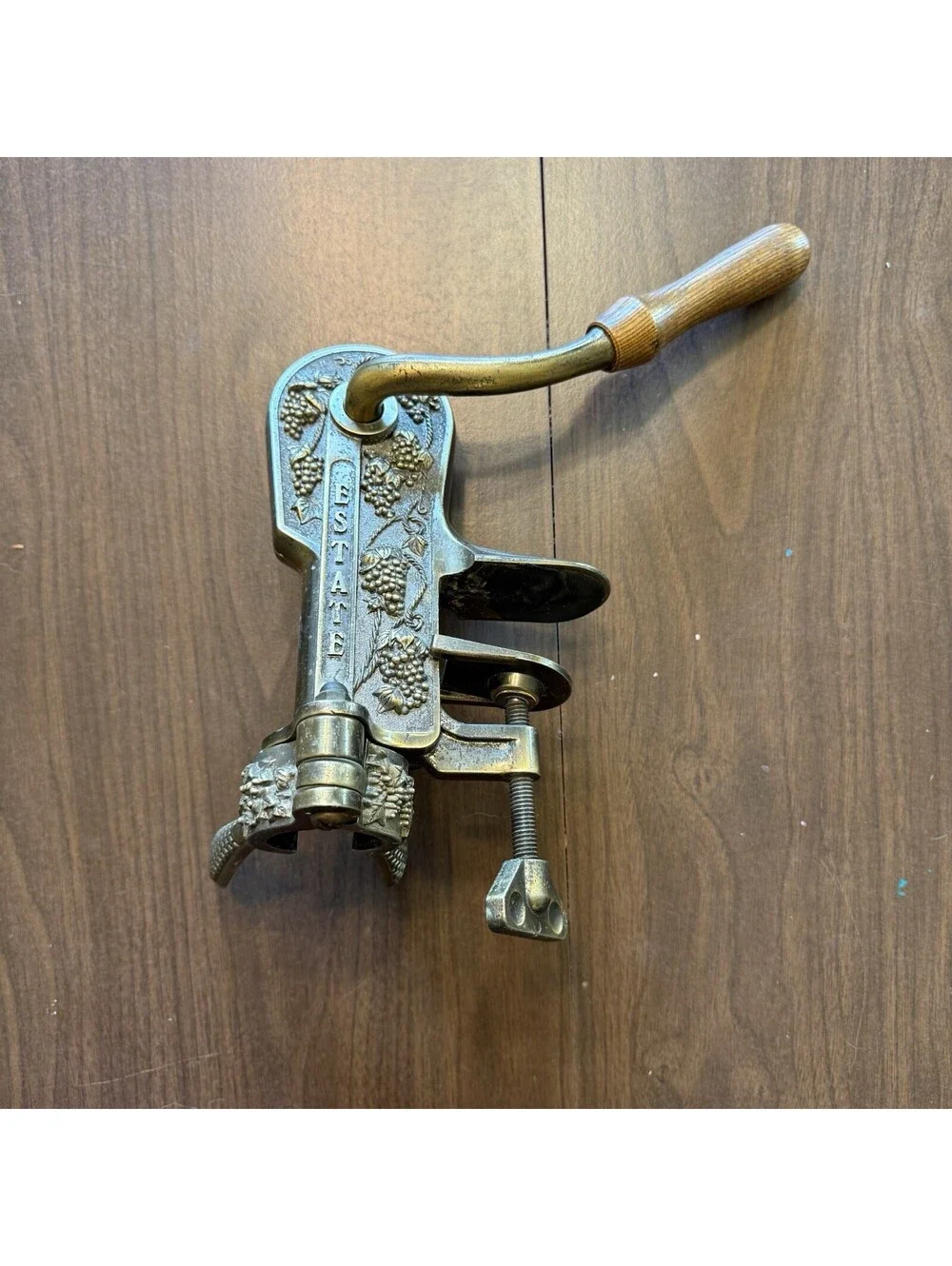 Rogar Estate Table Mount Wine Opener w/Grape Detail in Antique Bronze